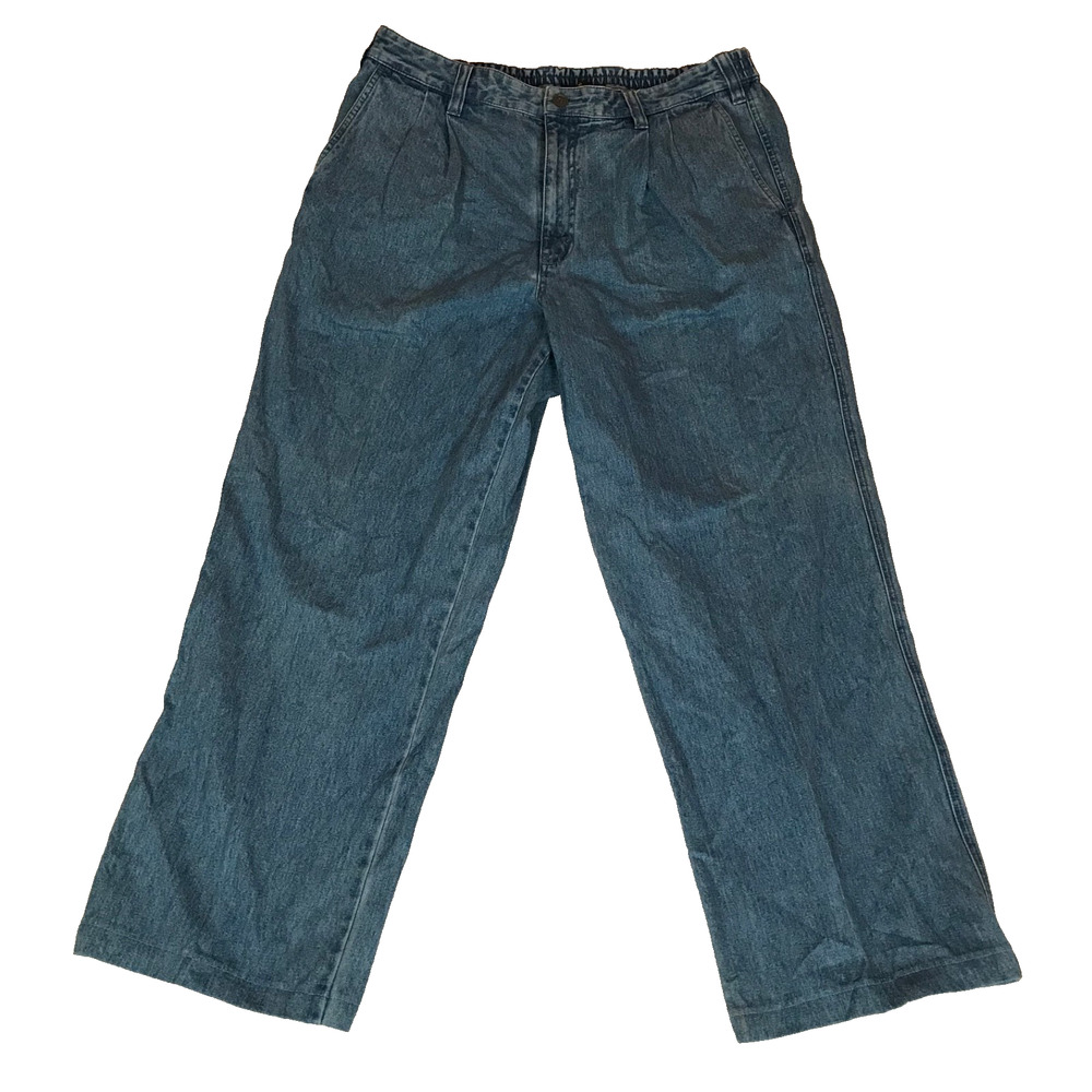 Vintage Eddie Bauer Cotton Stretch Waist Straight Blue Jeans 36x30